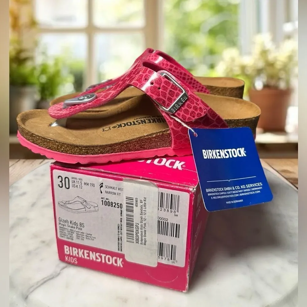 NEW • Birkenstock • Gizeh Magic Snake Pink Slip-on Sandals EU 30